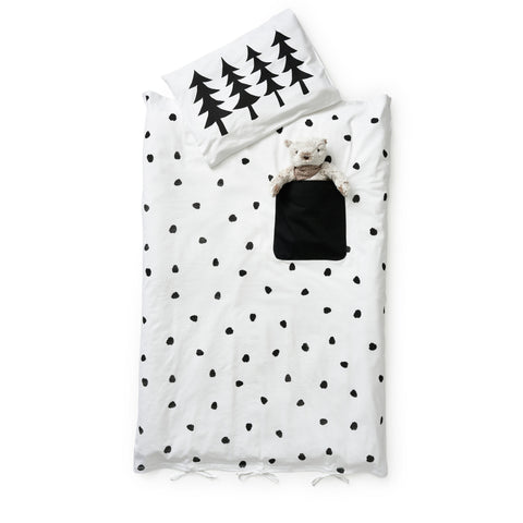 toddler/crib pocket duvet set - blackberries: black